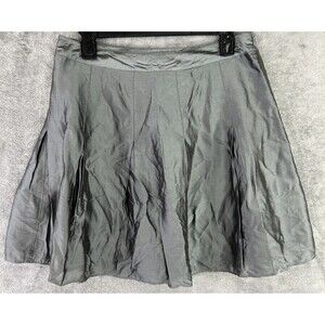 Kenneth Cole Women’s 4 Gray Satin Pleated‎ Skirt Shiney Lined Skater A Line 90s